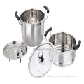 24cm 2 layer stainless steel steamer with glass lid and handle